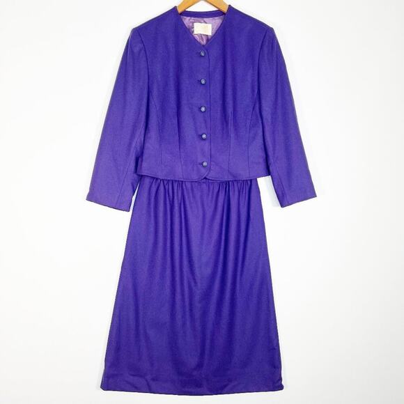 Pendleton Vintage Purple Wool Blazer Jacket Skirt Suit Set - Picture 1 of 16